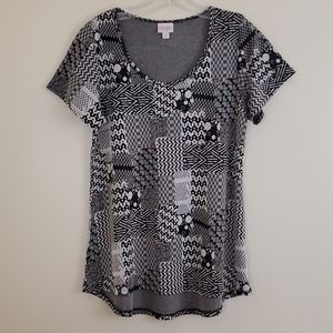 Lularoe Black & White Short Sleeve Top - M
